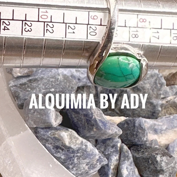 Green turquoise western silver gem ring - Picture 5 of 7